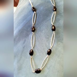 2/$12 Silver and black contemporary necklace